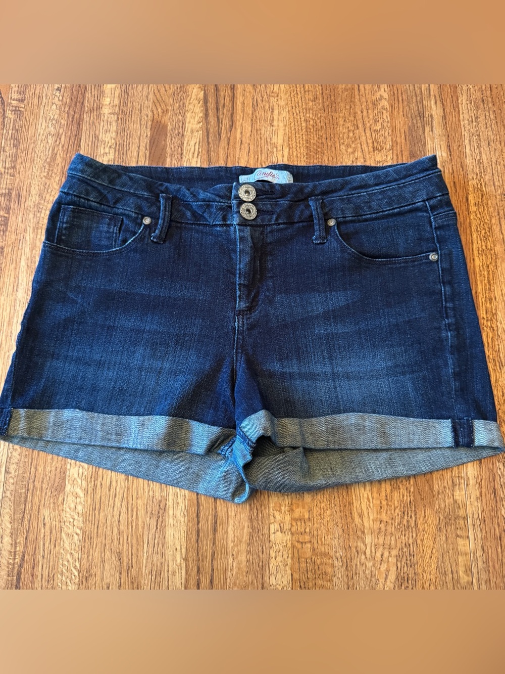Candie's Dark Wash Double-Button Cuffed Denim Shorts Size 11
